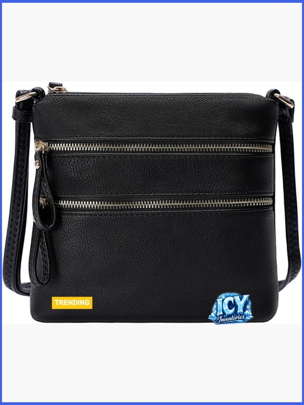 Small Multi Zipper Pocket Crossbody Bag with Adjustable Strap, Lightweight Faux
